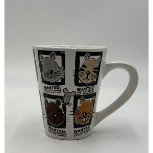 Cat Mug Shots Novelty Coffee Cup Comic Silly Kittens Signature Stoneware Kitschy